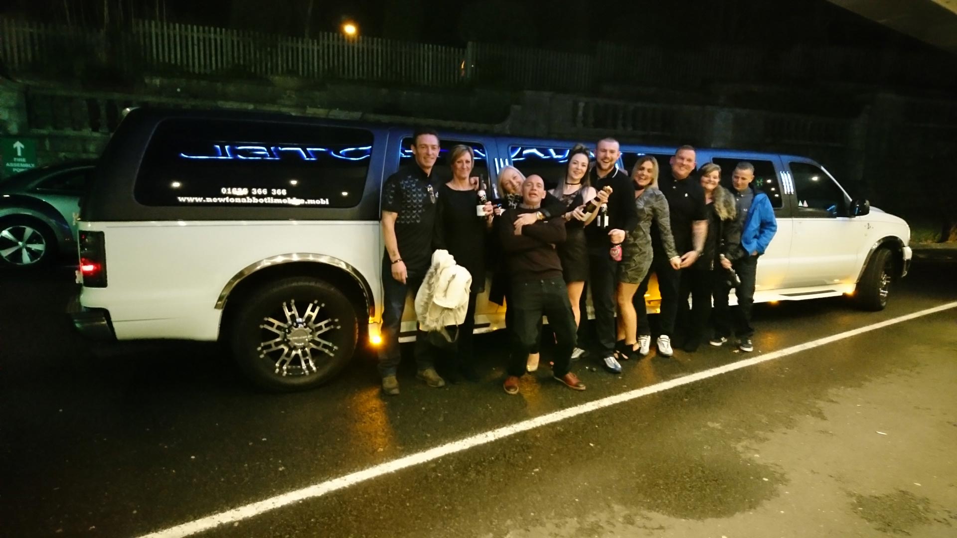 A group of people having a night out in our limo